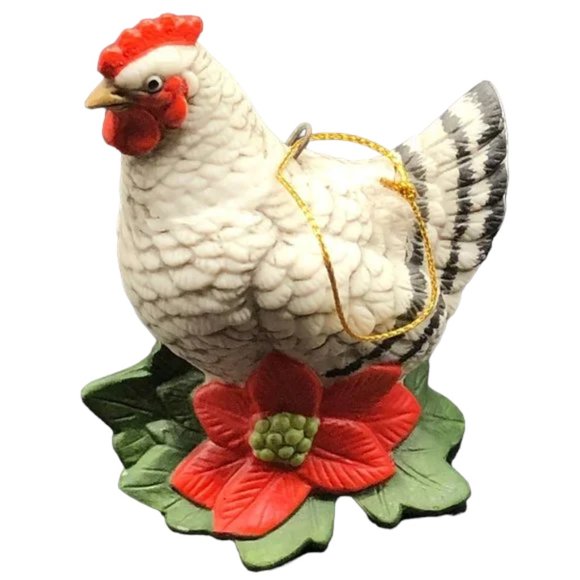 Andrea by Sadek FRENCH HEN ORNAMENT w/ 1991 Box Porcelain Bisque Hand-Painted - Picture 1 of 15